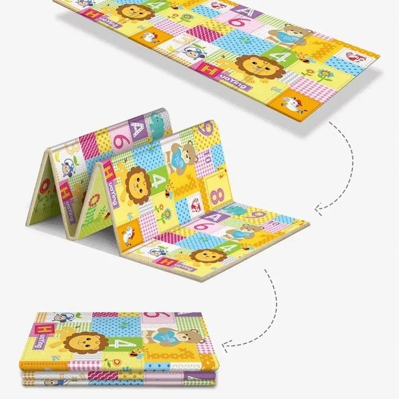 Jucarii, Copii si Bebe - Jucarii si jocuri - Jucarii & jocuri educative - Jocuri si jucarii educative - Covor educativ reversibil si pliabil pentru copii 3 luni+, cu litere, cifre si animale, din spuma, 200x180x1 cm - Infinity.ro