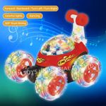 Jucarii, Copii si Bebe - Jucarii si jocuri - Vehicule si jucarii cu telecomanda - Masinute - Masina de jucarie cu telecomanda de cascadorii, reincarcabila, 360 grade, sunete si lumini, rosu cu negru - Infinity.ro