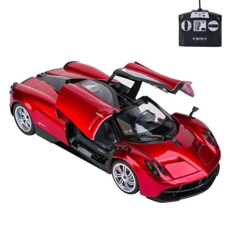Jucarii, Copii si Bebe - Jucarii si jocuri - Vehicule si jucarii cu telecomanda - Masinute - Masina sport Huayra, cu telecomanda, usi care se deschid manual si lumini, 33x14x9cm, rosu - Infinity.ro