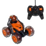 Jucarii, Copii si Bebe - Jucarii si jocuri - Vehicule si jucarii cu telecomanda - Masinute - Masina stunt, cu telecomanda si 5 roti cu functionare completa, 27x20x20.5cm, negru-portocaliu - Infinity.ro