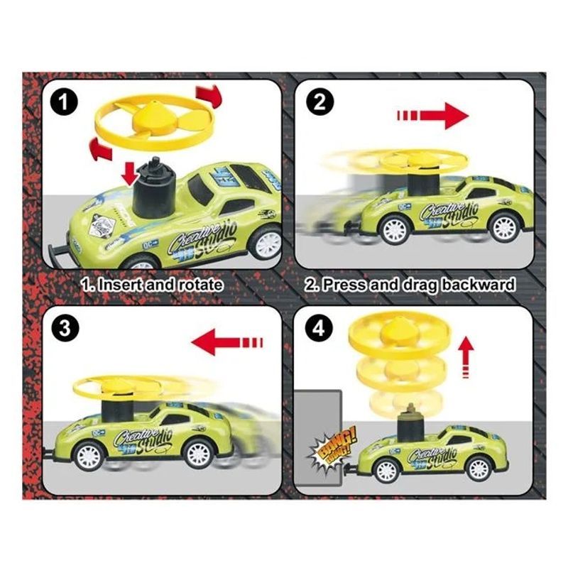 Jucarii, Copii si Bebe - Jucarii si jocuri - Vehicule si jucarii cu telecomanda - Masinute - Set masini metalice cu fanta si sistem de lansare discuri, cu 6 masini si 18 discuri, 35x35x5cm, multicolor - Infinity.ro