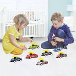 Jucarii, Copii si Bebe - Jucarii si jocuri - Vehicule si jucarii cu telecomanda - Masinute - Set masini metalice cu fanta si sistem de lansare discuri, cu 6 masini si 18 discuri, 35x35x5cm, multicolor - Infinity.ro