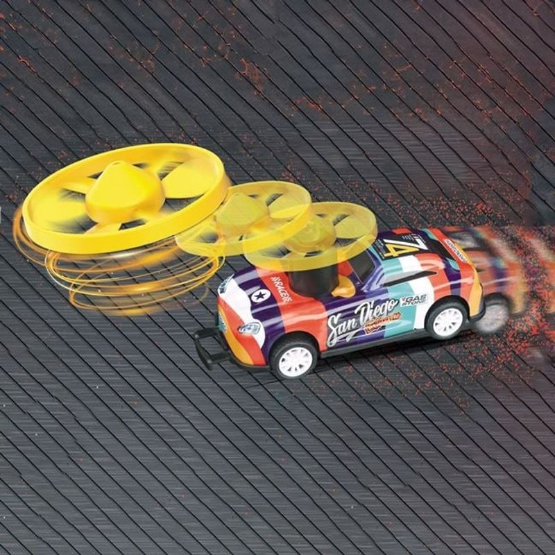 Jucarii, Copii si Bebe - Jucarii si jocuri - Vehicule si jucarii cu telecomanda - Masinute - Set masini metalice cu fanta si sistem de lansare discuri, cu 6 masini si 18 discuri, 35x35x5cm, multicolor - Infinity.ro