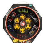 Jucarii, Copii si Bebe - Jucarii si jocuri - Vehicule si jucarii cu telecomanda - Masinute - Set masini metalice cu fanta si sistem de lansare discuri, cu 6 masini si 18 discuri, 35x35x5cm, multicolor - Infinity.ro