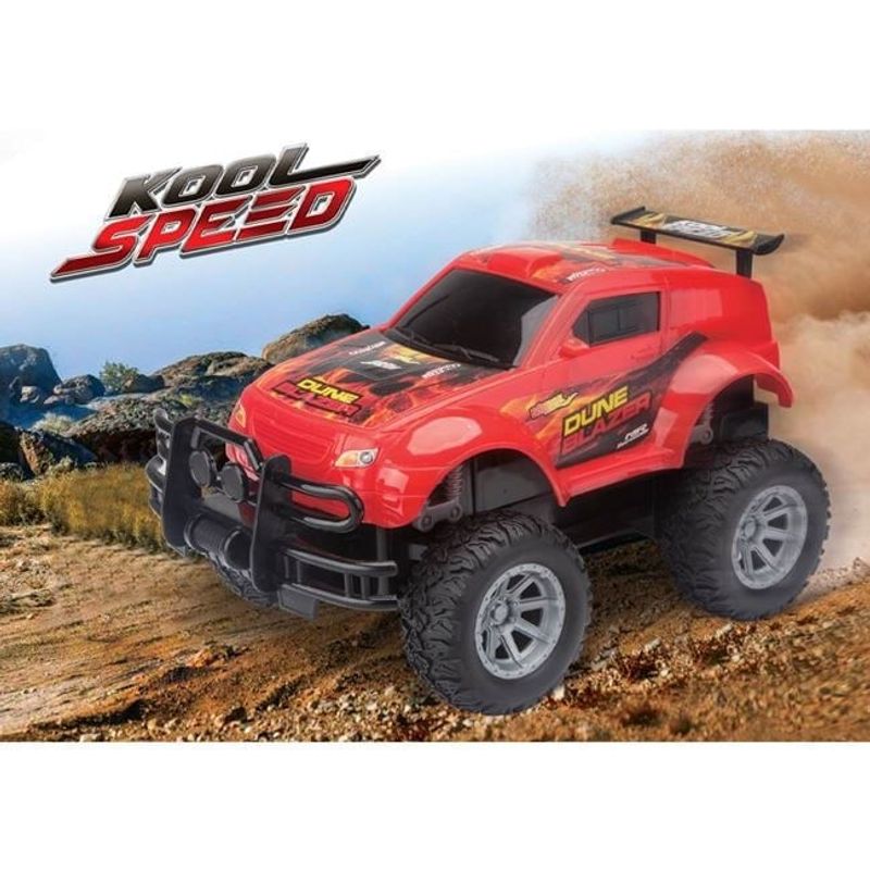 Jucarii, Copii si Bebe - Jucarii si jocuri - Vehicule si jucarii cu telecomanda - Masinute - Masina Off Road, cu telecomanda, cu bara de protectie si de aer, functii complete, 31x17x18cm, rosu-negru - Infinity.ro