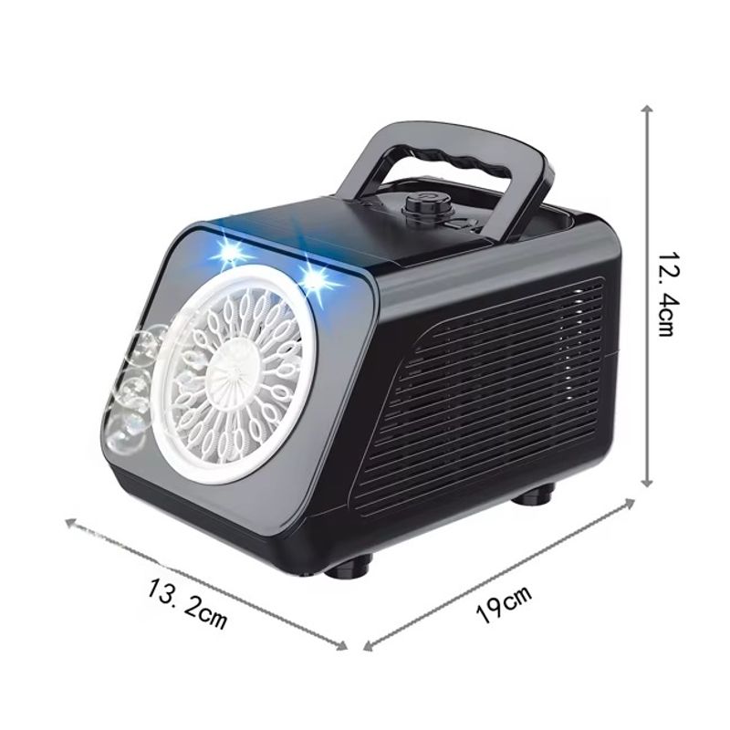 Jucarii, Copii si Bebe - Jucarii si jocuri - Jucarii & jocuri educative - Jucarii interactive - Masina electrica de facut baloane din sapun, lumini LED, 2 viteze, 200ml, 12000 de baloane/min, 12x13x19cm, negru/alb - Infinity.ro