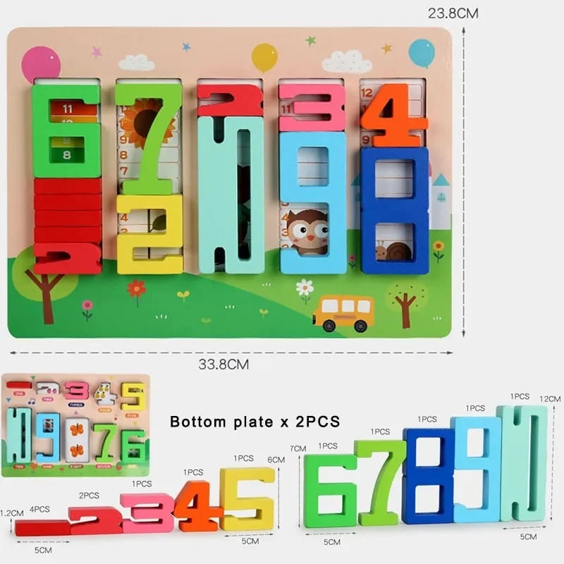 Jucarii, Copii si Bebe - Jucarii si jocuri - Jucarii & jocuri educative - Jocuri si jucarii educative - Tabla educativa cu cifre de la 1 la 10, tabla fata-verso, pentru copii 3 ani+, din lemn, 34x24 cm, multicolor - Infinity.ro