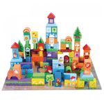 Jucarii, Copii si Bebe - Jucarii si jocuri - Seturi de constructie si cuburi - Seturi de constructie - Set constructie cu 102 cuburi din lemn, animalele si mediul inconjurator, pentru copii 3 ani+, multicolor - Infinity.ro