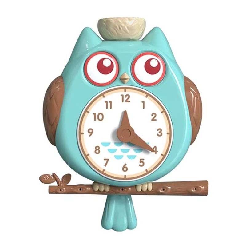 Jucarii, Copii si Bebe - Jucarii si jocuri - Jucarii bebelusi - Jucarii de baie - Jucarie de Baie Bufnita cu Ceas, pentru copii 2 ani+, cu ventuze, plastic, 18.5x25x7 cm, portocaliu/albastru, Portocaliu - Infinity.ro