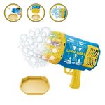 Jucarii, Copii si Bebe - Jucarii si jocuri - Jucarii & jocuri educative - Jucarii interactive - Arma pentru baloane de sapun, cu lumina si rezerva, dimensiuni 28x24x14cm, albastru-galben - Infinity.ro