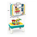 Jucarii, Copii si Bebe - Jucarii si jocuri - Jucarii & jocuri educative - Jucarii interactive - Masuta de joaca multifunctionala 2 in 1, cu 50 piese, pentru copii, 35x26x20 cm, Albastru - Infinity.ro