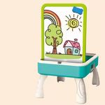 Jucarii, Copii si Bebe - Jucarii si jocuri - Jucarii & jocuri educative - Jucarii interactive - Masuta de joaca multifunctionala 2 in 1, cu 50 piese, pentru copii, 35x26x20 cm, Albastru - Infinity.ro