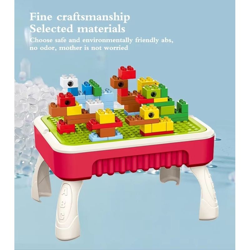 Jucarii, Copii si Bebe - Jucarii si jocuri - Jucarii & jocuri educative - Jucarii interactive - Masuta de joaca multifunctionala 2 in 1, cu 50 piese, pentru copii, 35x26x20 cm, Rosu - Infinity.ro