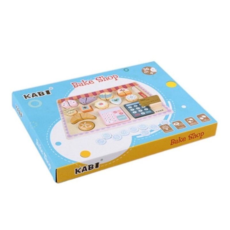 Jucarii, Copii si Bebe - Jucarii si jocuri - Jucarii & jocuri educative - Jucarii interactive - Joc de rol pentru copii 3 ani+, cu accesorii cofetarie, cu 16 piese din lemn, portabil, 30x22 cm, multicolor - Infinity.ro