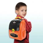 Jucarii, Copii si Bebe - Jucarii si jocuri - Jucarii de rol - Ateliere si bancuri de lucru - Jucarie valiza cu unelte, banc de lucru portabil si accesorii, 23x12x30cm, negru-portocaliu - Infinity.ro