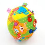 Jucarii, Copii si Bebe - Jucarii si jocuri - Jucarii bebelusi - Jucarii interactive bebelusi - Minge senzoriala textila pentru bebelusi 3 luni+, cu agatarori, diametru 15 cm, multicolora - Infinity.ro