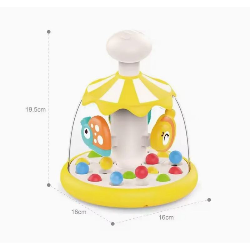 Jucarii, Copii si Bebe - Jucarii si jocuri - Jucarii bebelusi - Jucarii interactive bebelusi - Jucarie Interactiva pentru Bebelusi, Carusel Rotativ cu Animale, 6 luni+, Plastic, Galben - Infinity.ro
