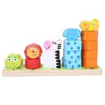 Jucarii, Copii si Bebe - Jucarii si jocuri - Jucarii bebelusi - Jucarii interactive bebelusi - Joc de stivuit animalute, cu 5 coloane, din lemn, pentru copii 3 ani+, 22x14x7 cm, multicolor - Infinity.ro