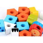 Jucarii, Copii si Bebe - Jucarii si jocuri - Jucarii bebelusi - Jucarii interactive bebelusi - Joc de stivuit animalute, cu 5 coloane, din lemn, pentru copii 3 ani+, 22x14x7 cm, multicolor - Infinity.ro