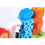 Jucarii, Copii si Bebe - Jucarii si jocuri - Jucarii bebelusi - Jucarii interactive bebelusi - Joc de stivuit animalute, cu 5 coloane, din lemn, pentru copii 3 ani+, 22x14x7 cm, multicolor - Infinity.ro