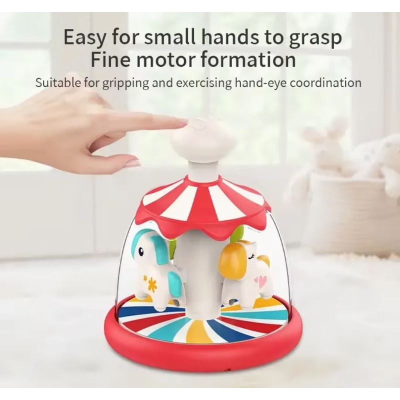 Jucarii, Copii si Bebe - Jucarii si jocuri - Jucarii bebelusi - Jucarii interactive bebelusi - Jucarie bebelusi Caruselul Calutilor, 15 x 15 x 20 cm, Rosu - Infinity.ro