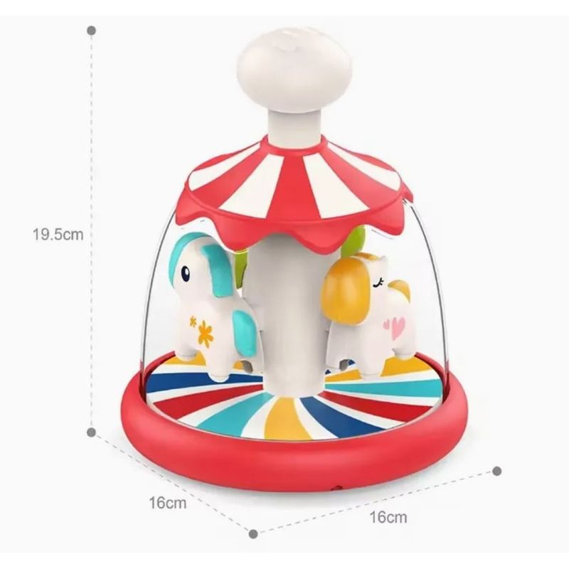 Jucarii, Copii si Bebe - Jucarii si jocuri - Jucarii bebelusi - Jucarii interactive bebelusi - Jucarie bebelusi Caruselul Calutilor, 15 x 15 x 20 cm, Rosu - Infinity.ro
