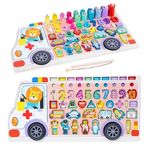 Jucarii, Copii si Bebe - Jucarii si jocuri - Jucarii & jocuri educative - Jocuri si jucarii educative - Jucarie educativa 6 in 1, cu multe accesorii, din lemn, pentru copii 3 ani+, 45x23 cm, multicolor - Infinity.ro