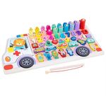 Jucarii, Copii si Bebe - Jucarii si jocuri - Jucarii & jocuri educative - Jocuri si jucarii educative - Jucarie educativa 6 in 1, cu multe accesorii, din lemn, pentru copii 3 ani+, 45x23 cm, multicolor - Infinity.ro
