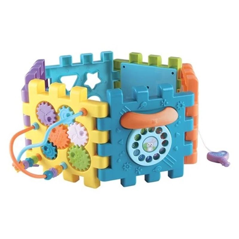 Jucarii, Copii si Bebe - Jucarii si jocuri - Jucarii & jocuri educative - Jocuri si jucarii educative - Jucarie educativa pentru copii 18+ luni, Cub cu laturi tip puzzle, Plastic, 20.5x18.5x27.5cm, Multicolor - Infinity.ro