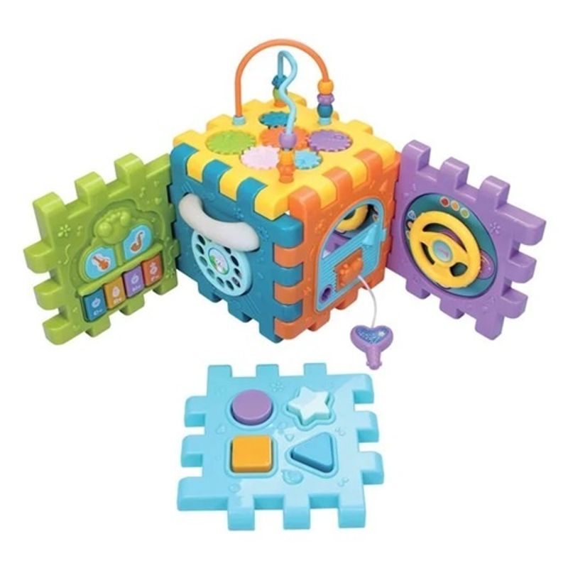 Jucarii, Copii si Bebe - Jucarii si jocuri - Jucarii & jocuri educative - Jocuri si jucarii educative - Jucarie educativa pentru copii 18+ luni, Cub cu laturi tip puzzle, Plastic, 20.5x18.5x27.5cm, Multicolor - Infinity.ro