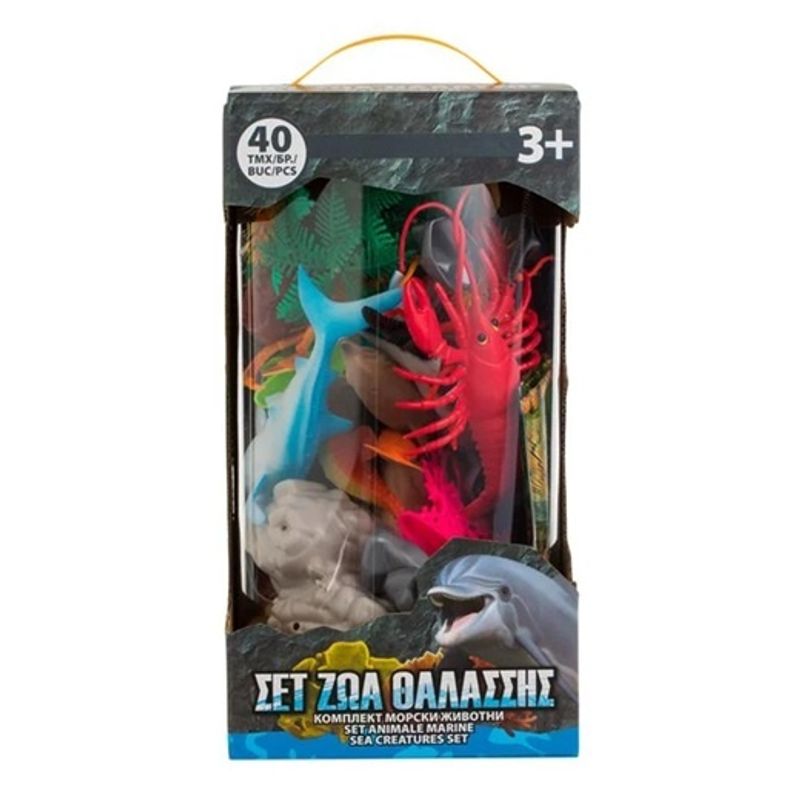 Jucarii, Copii si Bebe - Jucarii si jocuri - Jucarii & jocuri educative - Jocuri si jucarii educative - Joc educativ 40 animale marine pentru copii 3+ ani, Plastic, 16.5x16.5x31.5cm, Multicolor - Infinity.ro