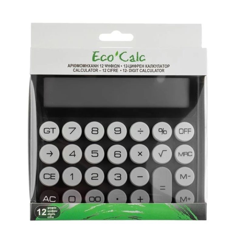 Carti si Birotica - Birotica - Aparatura de birou - Calculatoare de birou - Calculator cu Taste Gri, 12 Cifre, 15x3.5x14.5 cm, negru - Infinity.ro
