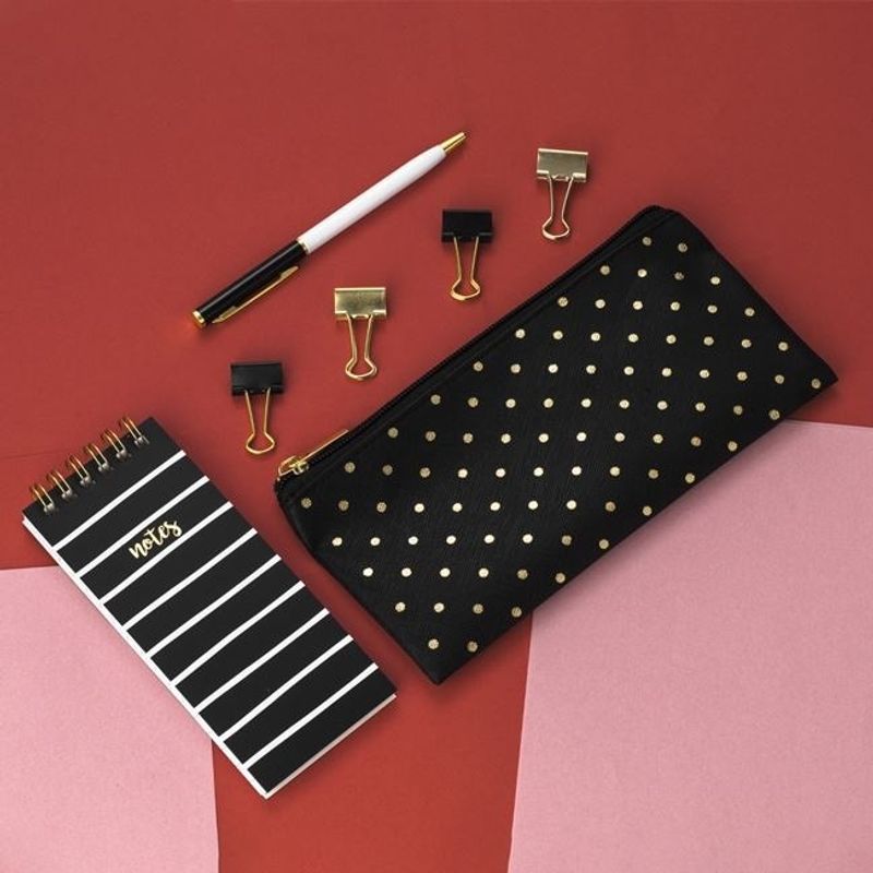 Carti si Birotica - Rechizite - Penare - Kit de Birou cu Penar, Carnetel, Pix si 4 Agrafe – 7 Bucati, negru - Infinity.ro