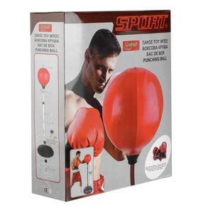 Set Minge de Box & Manusi pentru Adulti, Rosu cu negru, Reglabil 121-146 cm, Baza Stabila