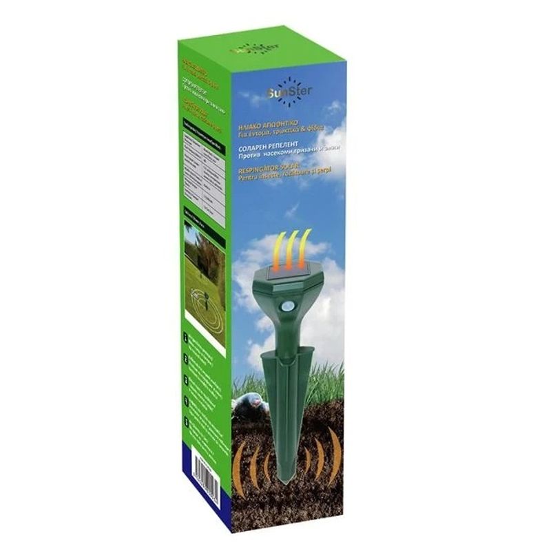 Market - Curatenie si intretinere casa - Produse menaj - Insecticide si capcane - Aparat Solar Anti Rozatoare si Serpi, cu Vibratii, din plastic, non-toxic, pentru gradina, 27.5 cm, Alb - Infinity.ro