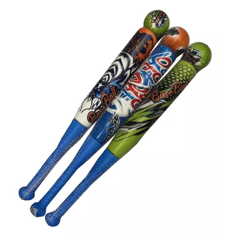 Sport si Outdoor - Sporturi de echipa - Alte sporturi de echipa - Baseball - Set bata de baseball din plastic si minge din spuma, pentru copii 2 ani+, 55cm, alb/albastru/verde-multicolor - Infinity.ro