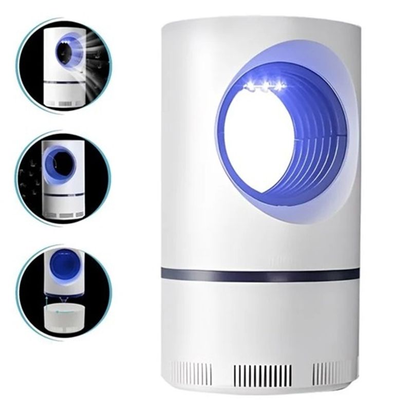 Market - Curatenie si intretinere casa - Produse menaj - Insecticide si capcane - Capcana Electrica pentru Insecte 5V cu USB Alba Bleu 12x21cm - Infinity.ro