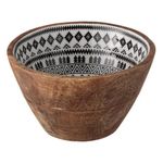Casa si Gradina - Bucatarie si vesela - Vesela si tacamuri - Farfurii si boluri - Bol de servire, cu model, din lemn, diametru 13x7cm, alb-maro - Infinity.ro