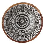 Casa si Gradina - Bucatarie si vesela - Vesela si tacamuri - Farfurii si boluri - Bol de servire, cu model, din lemn, diametru 13x7cm, alb-maro - Infinity.ro