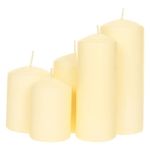 Casa si Gradina - Decoratiuni - Aromaterapie si lumanari - Lumanari si candele - Set de 5 lumanari decorative in forma de coloana, din parafina, timp total de ardere 204 ore, Ø6x15 cm, crem - Infinity.ro