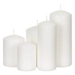 Casa si Gradina - Decoratiuni - Aromaterapie si lumanari - Lumanari si candele - Set de 5 lumanari decorative in forma de coloana, din parafina, timp total de ardere 204 ore, Ø6x15 cm, alb - Infinity.ro