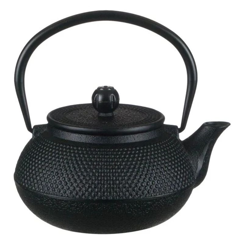 Casa si Gradina - Bucatarie si vesela - Vase pentru gatit - Ceainice si infuzoare - Ceainic din fonta, design in relief, capacitate 600ml, negru - Infinity.ro