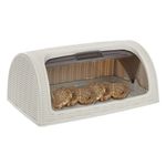 Casa si Gradina - Bucatarie si vesela - Organizare si depozitare bucatarie - Cutii alimentare - Cutie pentru paine, din plastic, cu fereastra semitransparenta, dimensiuni 42x26cm, bej deschis - Infinity.ro