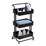 Casa si Gradina - Mobilier - Biblioteci si rafturi - Etajere - Etajera de bucatarie, din metal, pentru baie si bucatarie, cu 3 nivele, dimensiuni 44x36x82cm, negru - Infinity.ro