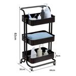 Casa si Gradina - Mobilier - Biblioteci si rafturi - Etajere - Etajera de bucatarie, din metal, pentru baie si bucatarie, cu 3 nivele, dimensiuni 44x36x82cm, negru - Infinity.ro