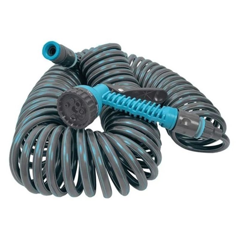 Casa si Gradina - Gradinarit si plante - Instalatii si accesorii pentru irigatii - Furtunuri de gradina si accesorii - Furtun Spiralat Gri Bleu du 4 Accesorii 7 Functii - 20m - Infinity.ro