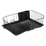 Casa si Gradina - Bucatarie si vesela - Organizare si depozitare bucatarie - Scurgator vase - Scurgator pentru vase, din metal, cu tava, negru - Infinity.ro