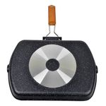 Casa si Gradina - Bucatarie si vesela - Vase pentru gatit - Tigai si seturi - Tigaie grill, din aluminiu turnat, neaderenta, cu maner pliabil, dimensiuni 33.5x45cm, negru - Infinity.ro