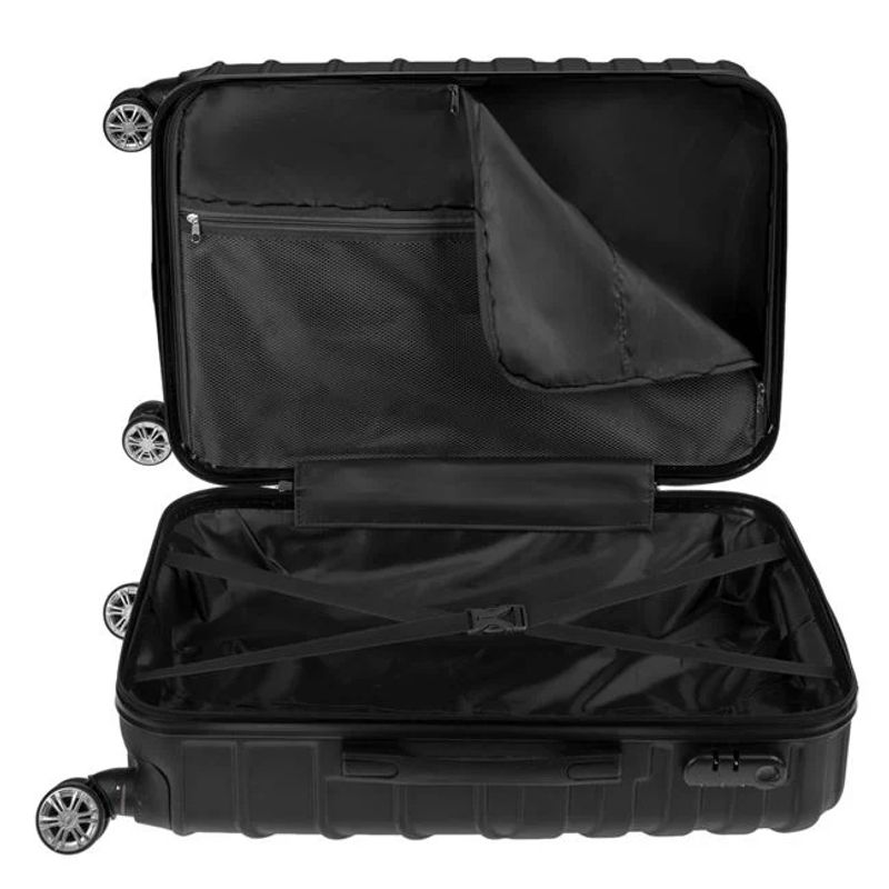 Sport si Outdoor - Articole de voiaj - Genti voiaj - Troler Negru cu Dungi Reliefate, 35L, 39x22x57cm - Infinity.ro