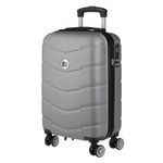 Sport si Outdoor - Articole de voiaj - Trolere - Valiza tip Troler, gri Metalizat, cu Dungi Reliefate, 33L - Infinity.ro